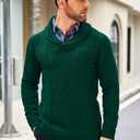 COOFANDY Men's Shawl Collar Sweaters V-Neck Relaxed Fit Cable Pullovers