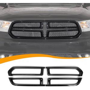 Exterior Front Grill Inserts Cover Trim Kit Center Grille Inserts Mesh Cover Compatible with Dodge Durango 2014-2020, Black