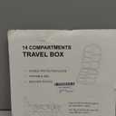 LANDNEOO 14 Grids Pill Organizer Box with Labels, Travel Medication Holder Dispenser Case Kit, Pocket Daily Pharmacy Container for Fish Oil Vitamin Supplement Storage, Khaki Pink Grey, 3 Pack