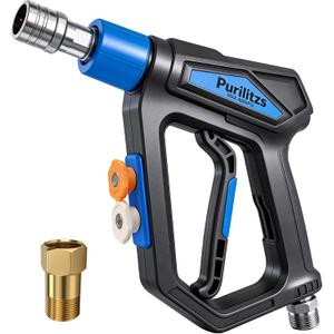 Pressure Washer Gun 4000PSI M22 14/15MM Inlet, Stubby Short Power Washing Gun with 1/4'' Quick Connect for Foam Cannon, Homework Cleaning & Car Wash