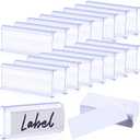 Yulejo 100 Pieces Wire Shelf Label Holders Wire Label Holder Plastic Shelf Tags for Shelving Clips with Paper Inserts, Compatible with 1-1/4 Inch Shelves