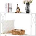 Wimarsbon Sofa Tables, 41.9" Entryway Table with Metal Frame, Narrow Console Entrance Table with Shelf for Hallway, Living Room, Foyer, Corridor, Office (White Faux Marble + White Frame)