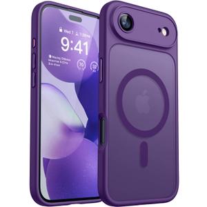 CANSHN Magnetic Compatible with iPhone Air Case(6.5 Inch), Upgraded [Full Camera Protection] [Compatible with Magsafe] [Translucent Matte] Shockproof Phone Cover for iPhone 17 Air Case,Deep Purple