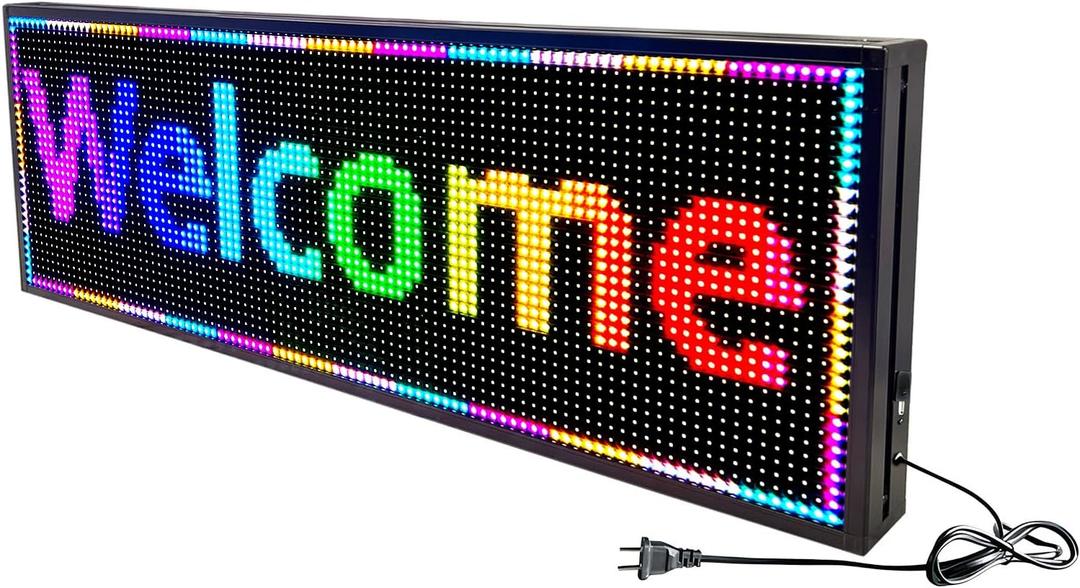 JBS P10 Outdoor Programmable Led Sign Scrolling Store Advertising Indoor Signs Open for Businesses Message Board Digital WiFi Control Display Screen Menu Board Bar Light Custom Banner Word39"14" (P10 39x14x2Outdoor & Indoor, full color)