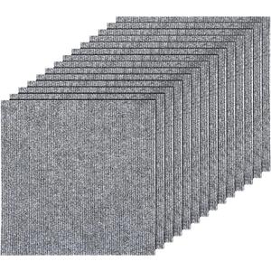Carpet Tiles Peel and Stick 12x 12 Carpet Squares, 30PCS Self Adhesive Carpet Tiles 12x12 for Living Room, Bedroom and Gym(Light Gray)