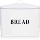 E-far Bread Box, Metal Bread Box with Lid for Kitchen Countertop, Large Bread Bin Holder Storage Container - 13" x 9.8" x 7.3" - Holds 2+ Loaves, Modern Farmhouse & Vintage Style - White