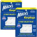 Mack's Pillow Soft Silicone Earplugs, Value Pack - The Original Moldable Silicone Putty Ear Plugs for Sleeping, Snoring, Swimming, Travel, Concerts and Studying, 6 Pair (Pack of 2) (White)