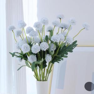 LVEFIT 10 Pcs Ice Blue Kiku Flower Fake Mums Long Stem Flowers,Faux Kiku Flower Bulk,Silk Flowers Mini Chrysanthemum Floral Arrangements,Artificial Flowers Chrysanth Mini Fake Flower