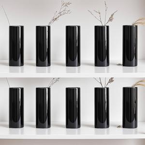 LIZOFER Modern Black Ceramic Vase Set of 10 for Living Room Bedroom 5.51'' Minimalist Fresh Small Flower Vases for Bouquet Fake Plant Home Decor Office Fireplace Centerpieces Nordic Style 10 Pack