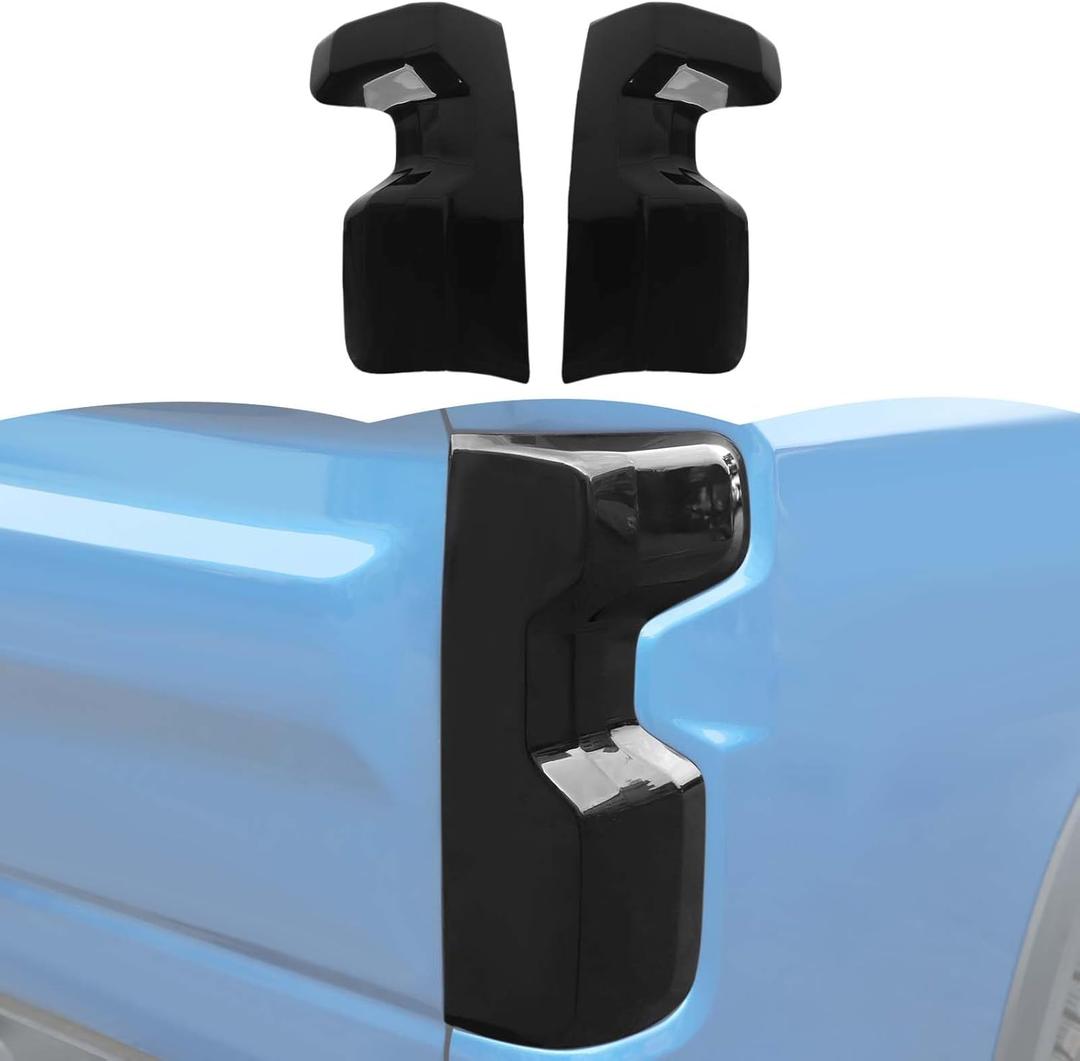 RT-TCZ Tail Light Lamp Cover Trim Decoration Accessories Compatible with Chevrolet Silverado 2019 2020 2021 2022 2023 2024 2025,Smoked Black