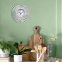 Kitchen Wall Clock, Silver Starburst Wall Clocks Battery Operated, 10 Inch Modern Decorative Wall Clock for Living Room, Bedroom, Kitchen,Bathroom, Office