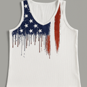 Womens American Flag Button V-Neck Tank Coloful Printed Sleeveless Patriotic Shirts Summer Tops (Large)