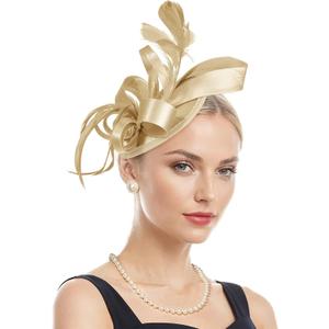 Zando Fascinators Hats for Women Tea Party Hat Ribbons Feathers Ken-Tucky Derby Hats for Women 2025 (One Size, Ribbon Gold)
