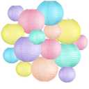 Pastel Paper Lanterns Decorative, Classroom Decor Macaron-Color Neon Hanging Paper Lantern Decorations for Easter Party Decorations, Baby Shower Wedding Birthday Mother's Day 18 pack 8/10/12 inch