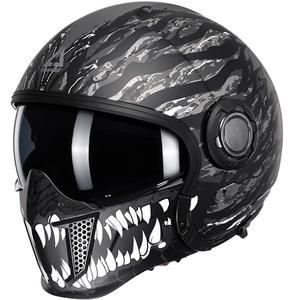 TRIANGLE Full Face Motorcycle Helmets,Off-Road Motocross Helmet for Men & Women,Dual Visor with Internal Tinted Sunshield,Open Face 3/4 Adult Racing Helmet DOT Approved(XL)