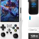 R36MAX Retro Game Console, 4.0 inch Retro Gaming Console with 128GB Memory, Video Game Consoles with 4000mAh Battery White
