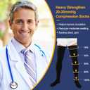 Zhanmai 2 Pairs Thigh High Men's Compression Socks 20-30 Mmhg Compression Stocking with Silicone Grip Men's Dress Socks(2X-Large)