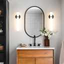 AIJIASI Black Wall Sconces Set of 2, 18 Inch Bathroom Sconces with Acrylic Shade 18W 3000K LED Dimmable Modern Wall Sconces Wall Lights for Bedroom Living Room Hallway Stairway, Hardwired