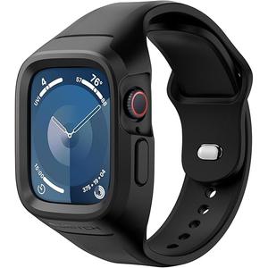 SURITCH Sport Band for Apple Watch Ultra 3/2/1 Case with Band 49mm, Soft Silicone Shockproof Rugged Protective Replacement Strap with Case for Women Men, Black