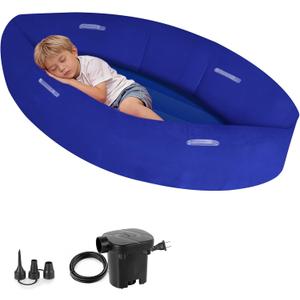 XLYLKS Sensory Chair for Kids, 60" Inflatable Peapod for Children, Sensory Chair for Autistic Children, Sensory Toys for Autistic Children, Peapod Sensory Chair Includes Electric Air Pump, Deep Blue