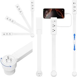 Outlet Extender Stick, Electric Outlet Extender Stretch from 17.7" to 27.6" & Rotate 180°, Easy Access to Hard to Reach Spaces Behind Sofas & Nightstands