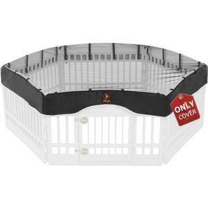 PJYuCien Dog Playpen Mesh Top Cover, Fits 36 Inch 6 Panels Regular Hexagonal Plastic Exercise Pet Pen, Telescopic Buckles Connections, Black (Note: Only Cover, Fence Not Included)