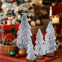 Yookat 4 Pieces Mini Christmas Trees Bottle Brush Trees Artificial Mini Bottle Brush Tree with Wood Base for Christmas Decoration (Green)