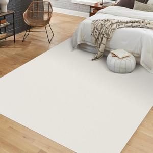 Soft Vinyl Floor Mat for Bedroom, 4'6' Beige Waterproof Plastic Area Rug for Kitchen, Non-Slip Multi-Pupose Floor Cover Protector for Painting, Pet Accident, Splat Mat for Baby Spill