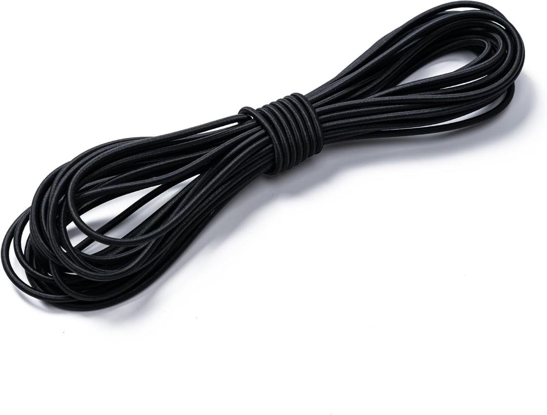 Aegero Elastic Bungee Cord, 1/8" x 50' Heavy Duty Bungie Cord,Kayak Stretch String Rope,Black Shock Cords,for DIY Projects,Kayak Strap Tarp Tie Down Canopy Boating Camping Tent Crafting Patio