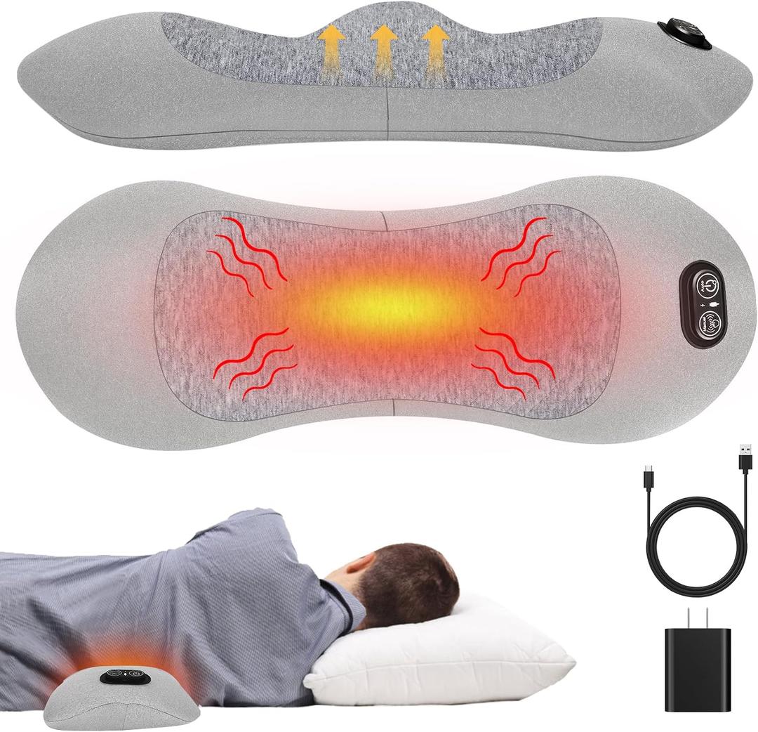 Triple Fusion Back Massager with Heat, Vibration & Air Traction | Electric Air Traction Technology;Lower Back Massage;Lumbar Support Pillow for Office Chair and Home ,Recliner Use