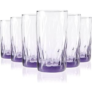 CREATIVELAND Solid Color Drinking Glasses Set of 6, 13.5 OZ Wind-blown Ripples Glass Tumbler Glassware for Water, Juice, Different Options for Home, Restaurant, Hotel, Bar,Purple CREATIVELAND Solid Color Drinking Glasses Set of 6, 13.5 OZ Wind-blown Ripples Glass Tumbler Glassware for Water, Juice, Different Options for Home, Restaurant, Hotel, Bar,Purple