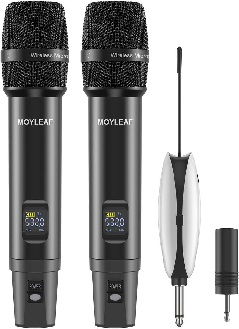 Wireless Microphone, UHF Metal Rechargeable Wireless Microphone, Rechargeable Receiver, 1/4 "Output with 1/8" Output, Suitable for Karaoke Singing, Speeches, Churches,Meetings, Weddings, 240 Ft.