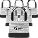 Padlocks with Same Key, LQYN 6 Pcs Laminated Keyed Padlock (1-9/16", 40mm), Keyed Alike Locks, Normal Shackle, for Storage Locker, Hasp Latch, Toolbox, Sheds (6 Pack Black)