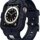 Bands Compatible for Apple Watch Band 45mm/44mm/42mm - Series 9/8/7/6/Se/5/4/3, Men Sport Rugged Band with Protective Case for Watch Series 11 10 9 8 7/ SE 3/2/1/ Series 6 5 4 3 (Blue)