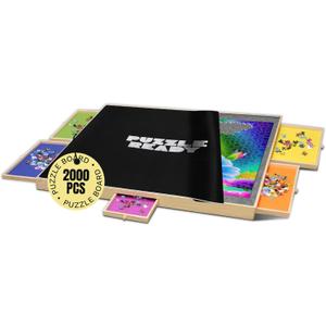 Puzzle Ready Large 2000-Piece Puzzle Board - 41" x 32" Puzzle Table with 5 Colorful Drawers, Cover Mat, Felt Workspace & Carrying Handle  Ideal Game Table for Adults & Children
