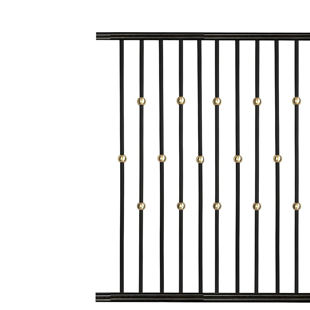 Round 5/8" *44" Hollow Metal Staircase Balusters Matt Black, 10 Pcs/Pack (5Pcs Plain with Single Brass Ball + 5Pcs Plain Double Brass Ball), Wrought Iron Balusters for Interior Stair Railing.