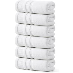 REDKISS Premium White Hand Towels for Bathroom, 13 x 30 inch, 100% Cotton Hand Towel Set of 6, Super Soft and Highly Absorbent Towels for Bathroom, Gym, Spa, Shower, and Hotel