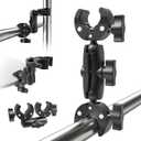 Taisioner Double Super Clamp Mount Umbrella clamp Camera Clamp Pole Clamp for Monitor Bracket Magic Socket Arm Desk Photo Studio Light Stand, Photography Reflector, Flag Holder Mount, Cross Bar