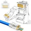 MONK CABLES | Heavy-Duty RJ45 Connectors | CAT6 | Pass-Through | 30µ Thick Gold-Plating | Precise 3-Point Type Contacts