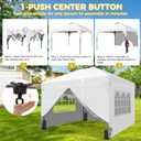 10x10 FT Pop Up Canopy, 1-Button Push Instant Canopy Tent with 4 Removable Sidewalls, Sandbags for Outdoor Activities & Events