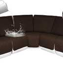 HDCAXKJ 100% Waterproof Reclining Sectional Couch Covers L Shape Recliner Sofa Cover Washable Quilted Soft Pet Dog Corner Recliner Slipcovers with Pockets (5 Seat Recliner Couch, Dark Brown)