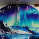 XNM Teal Glass Large Wall Clocks Battery Operated 20 Inch Aurora Wall Clocks for Living Room Decor Glacier Round Clock Silent