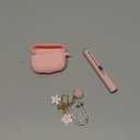 Seltureone Compatible with AirPods Pro 3 Case 2025 Cute with Cherry Blossom Keychain and Cleaning Kit, Soft Silicone Shockproof Flower Engraved Cover Compatible with AirPod Pro 3 Case Cover - Pink