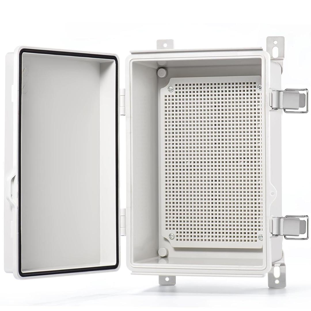 QILIPSU Outdoor Electrical Box, 11.4"x7.5"x5.5" Waterproof Junction Box IP67 ABS Plastic Enclosure Weatherproof Grey Hinged Cover for Electric Project Control