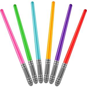 Bedwina Inflatable Light Sabers for Kids - (Pack of 6) 35-inch Neon Color Blow-Up Toy Saber Swords, Party Favors, Goodie Bags, Star Galaxy Theme Birthdays & Prize Toys