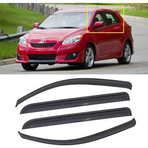 Window Visor for 2009-2013 Toyota Matrix & 2009-2010 Pontiac Vibe, Out-Channel Rain Guards Shields Vent Deflector Shade Wind Dark Smoke, Tape-On Outside-Mount, 4PCS