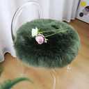 Square Fur Sheepskin Chair Cover Seat Cushion Pad Super Soft Area Rugs (Military Green, Round 16.5" (Pack of 1))