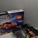 Slot-Car-Race-Track-Sets for Boys Kids, Battery or Electric Race Car Track with 4 High-Speed Slot Cars, Dual Racing Game 2 Hand Controllers Circular Overpass Track, Toys Gifts for 6-8 8-12 Boys Girls (Black)