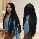 8 Packs Goddess River Locs Crochet Hair for Black Women - Long Goddess Locs Crochet Hair, Boho Hippie Loc, Distressed Loc with Curly Ends(22inch, 1B#,8 Packs)