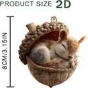 2 x Forest Animal Acorn Ornaments, Cozy Forest Christmas Ornaments, Pine Cone Animal Christmas Tree Hangning Ornaments, 2D Acrylic Christmas Decorations for Home Decor